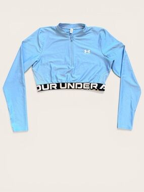 Under Armour Sky Blue Long-Sleeve Cropped Zip Top